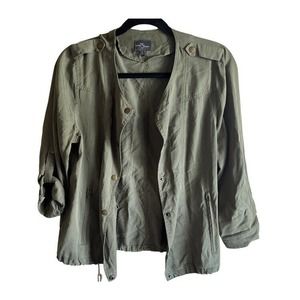 Market & Spruce Size M Woman's Zip up/button Army green Military style jacket